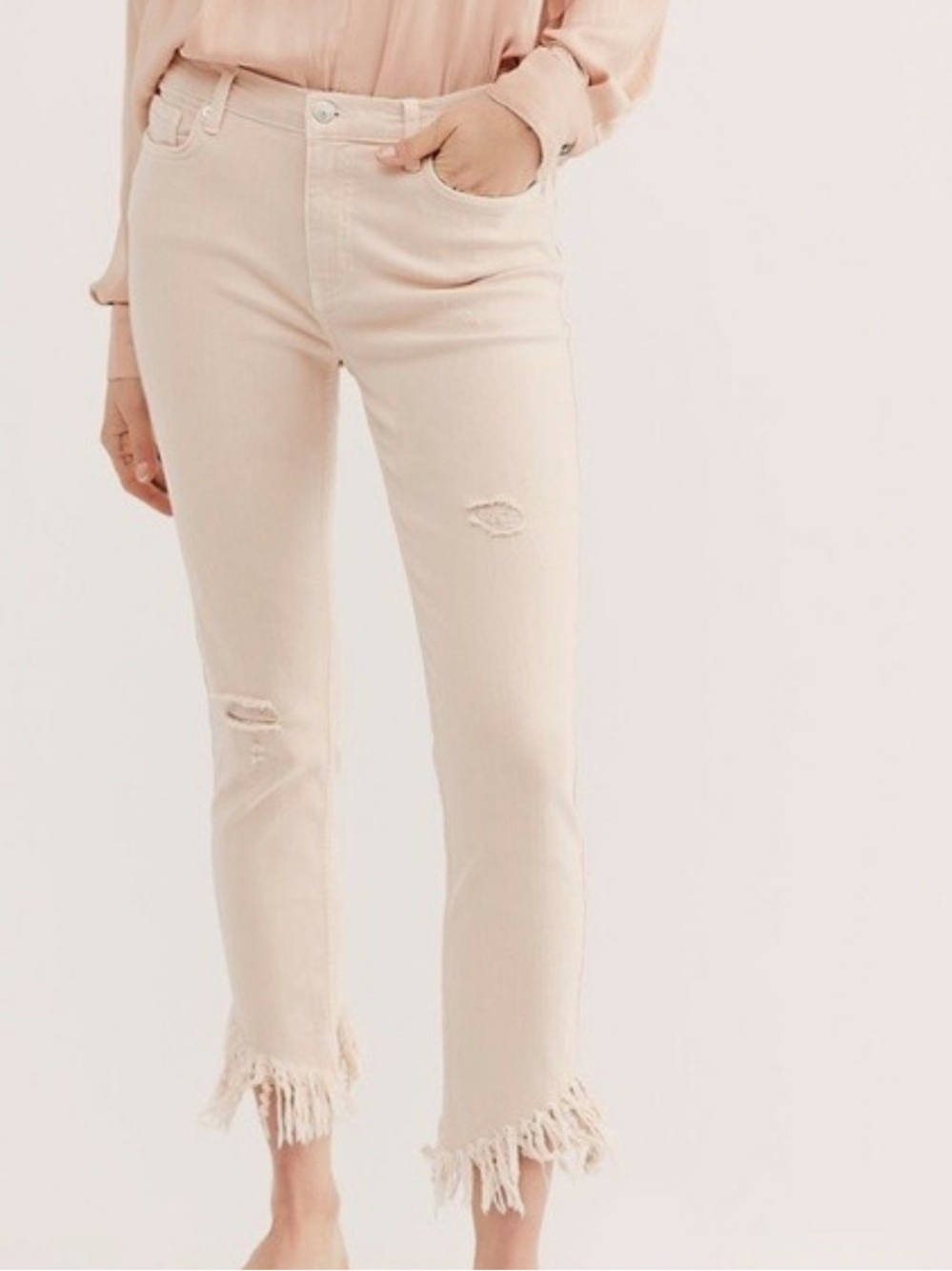 Free People Washed Blush Distressed Jeans